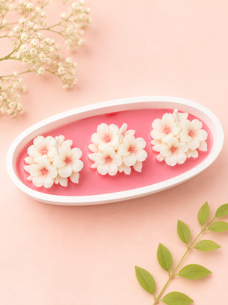 Plumeria Boat Urli Candle Pink